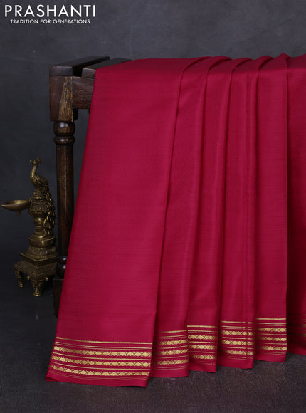 Pure mysore silk saree pink with plain body and zari woven border