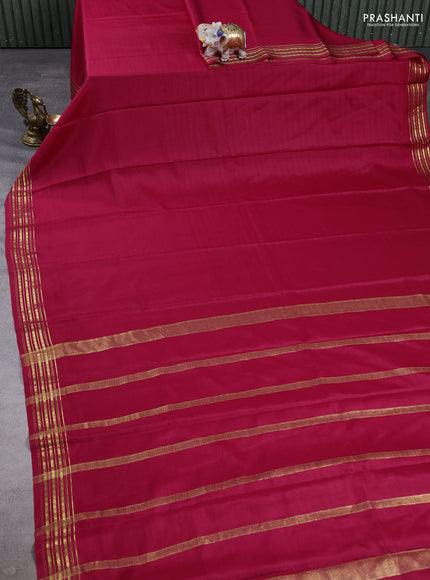 Pure mysore silk saree pink with plain body and zari woven border