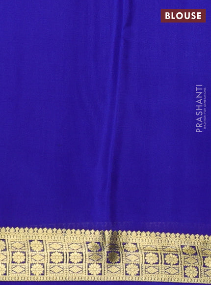 Pure mysore silk saree teal blue and royal blue with zari woven buttas and zari woven border
