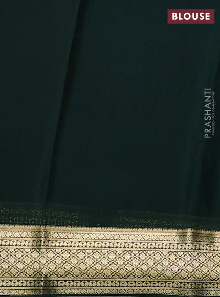 Pure mysore silk saree dark mustard and bottle green with zari woven buttas and zari woven border
