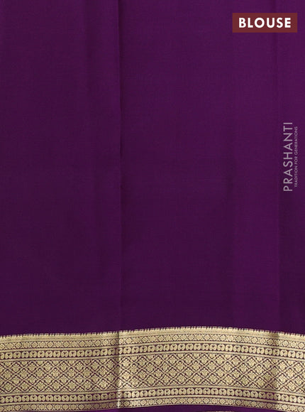 Pure mysore silk saree light green and purple with zari woven buttas and zari woven border