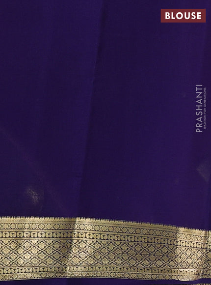 Pure mysore silk saree pastel pink and navy blue with zari woven buttas and zari woven border