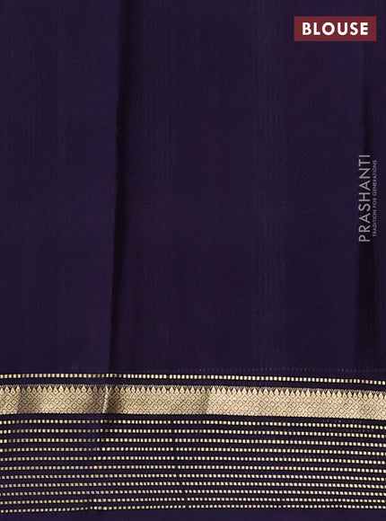 Pure mysore silk saree pink and dark blue with plain body and zari woven border