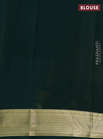 Pure mysore silk saree dark mustard and bottle green with allover zari weaves and zari woven border
