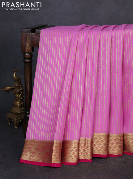 Pure mysore silk saree lotus pink and dark pink with allover zari weaves and zari woven border