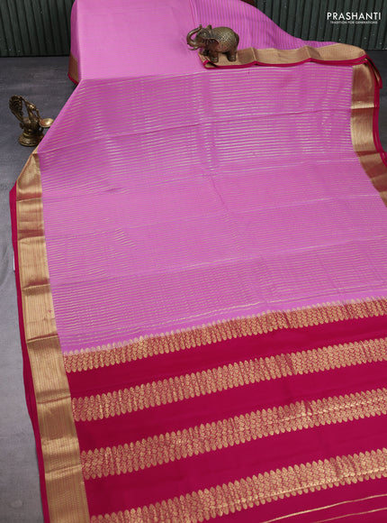 Pure mysore silk saree lotus pink and dark pink with allover zari weaves and zari woven border