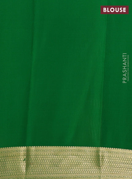 Pure mysore silk saree red and green with allover zari weaves and zari woven border