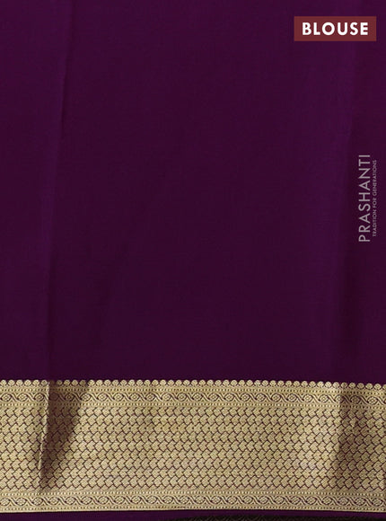 Pure mysore silk saree peach shade and purple with allover zari weaves and zari woven border
