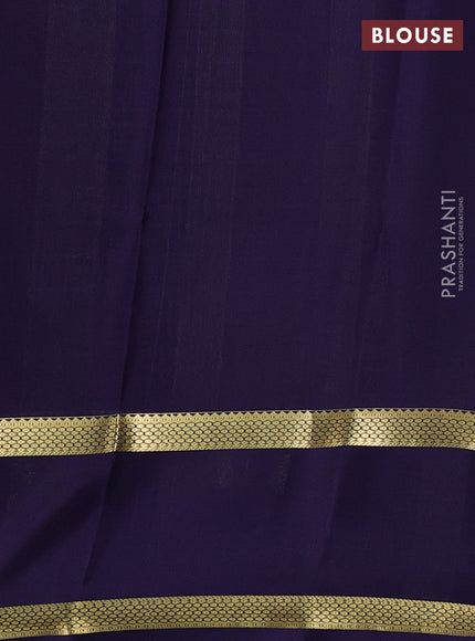 Pure mysore silk saree rani pink and dark blue with allover small zari checked pattern and rettapet zari woven border