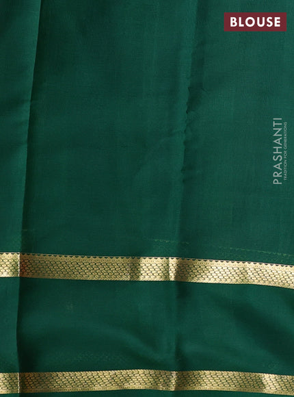 Pure mysore silk saree red and green with allover small zari checked pattern and rettapet zari woven border