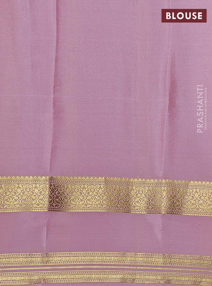 Pure mysore silk saree deep maroon and light pink with allover zari stripe pattern and rettapet zari woven border