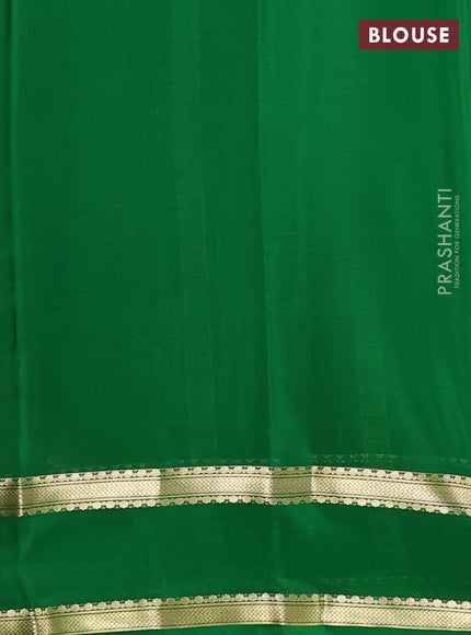 Pure mysore silk saree pink and green with allover zari checked pattern and rettapet zari woven border