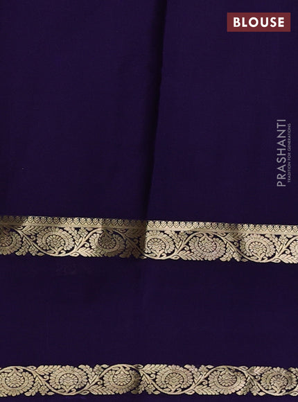 Pure mysore silk saree dark pink and dark blue with zari woven paisley buttas and rettapet zari woven border