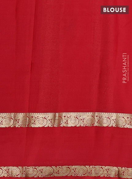 Pure mysore silk saree dark mustard and red with zari woven paisley buttas and rettapet zari woven border