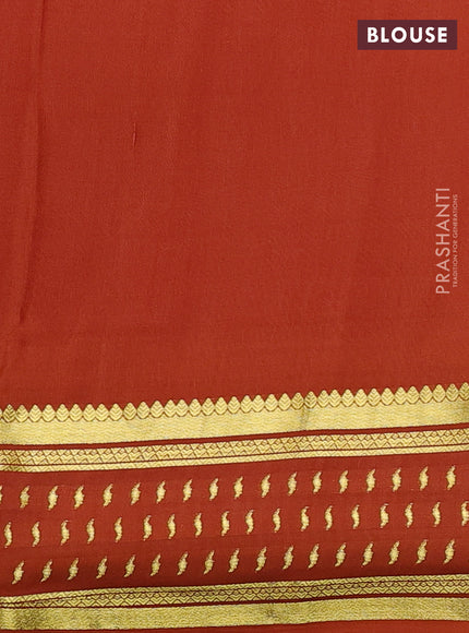 Pure mysore silk saree rust shade with plain body and zari woven border