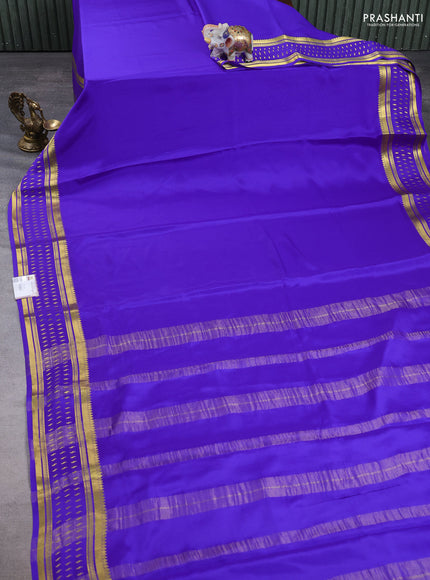 Pure mysore silk saree royal blue with plain body and zari woven border
