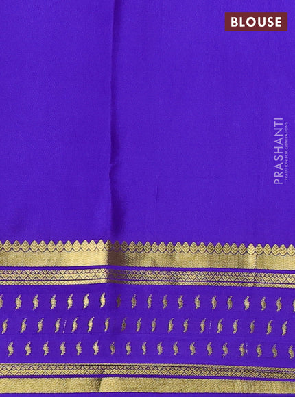 Pure mysore silk saree royal blue with plain body and zari woven border