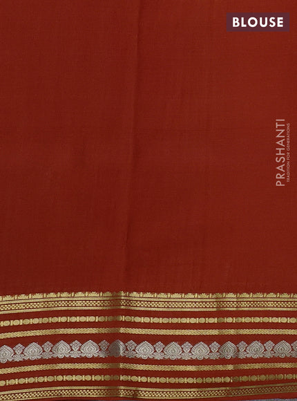 Pure mysore silk saree rust shade with allover small zari checks & buttas and zari woven border