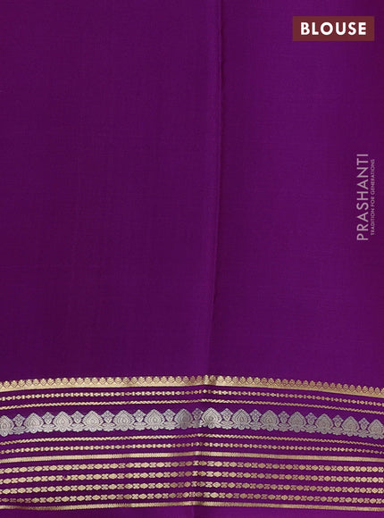 Pure mysore silk saree purple with allover small zari checks & buttas and zari woven border