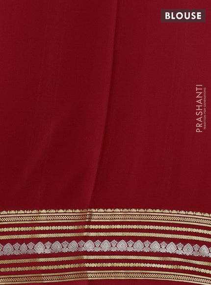 Pure mysore silk saree red with allover small zari checks & buttas and zari woven border