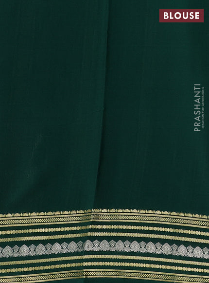 Pure mysore silk saree boytle green with allover small zari checks & buttas and zari woven border