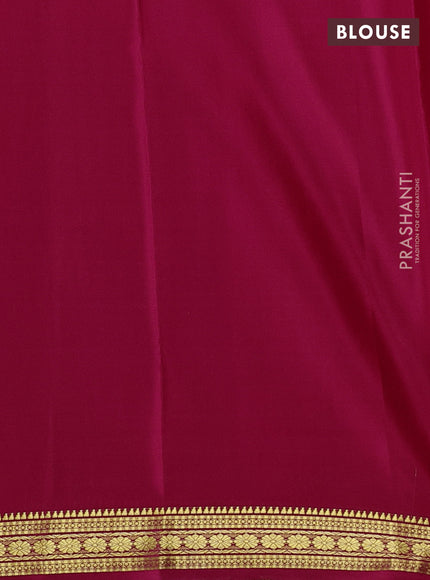 Pure mysore silk saree dark pink with allover small zari checked pattern and zari woven border