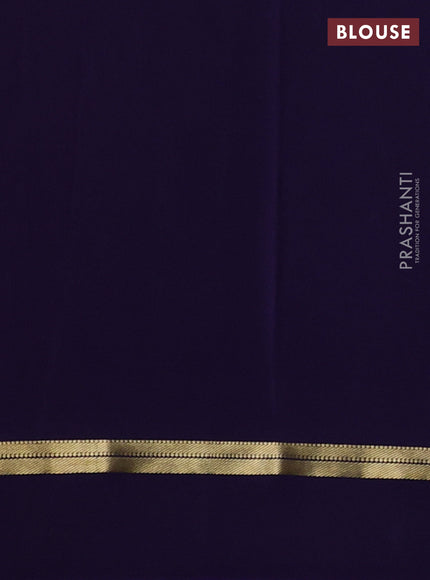 Pure mysore silk saree magenta pink and dark blue with zari woven buttas and zari woven simple border