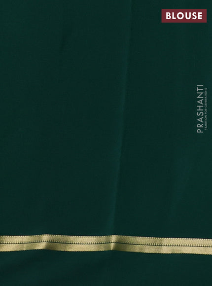 Pure mysore silk saree parrot green and dark green with zari woven buttas and zari woven simple border