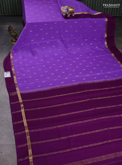 Pure mysore silk saree lavender and purple with zari woven buttas and zari woven simple border