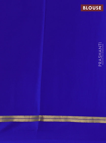 Pure mysore silk saree pink and royal blue with zari woven buttas and zari woven simple border