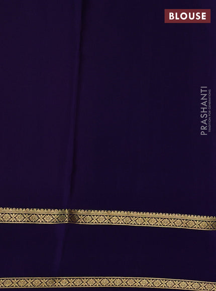 Pure mysore silk saree rani pink and dark blue with allover small zari checked pattern and rettapet zari woven border