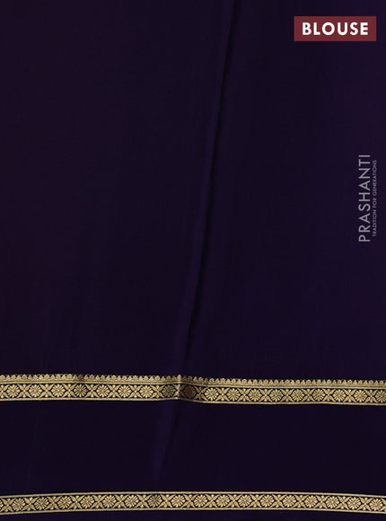 Pure mysore silk saree dark pink and dark blue with allover small zari checked pattern and rettapet zari woven border