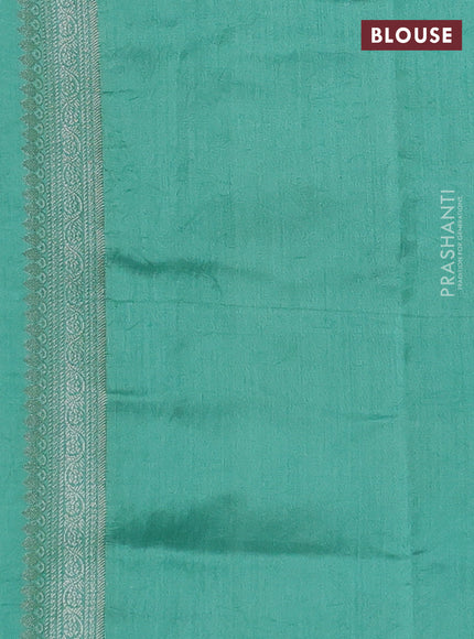 Chiniya silk saree teal green with allover zari woven buttas and zari woven border
