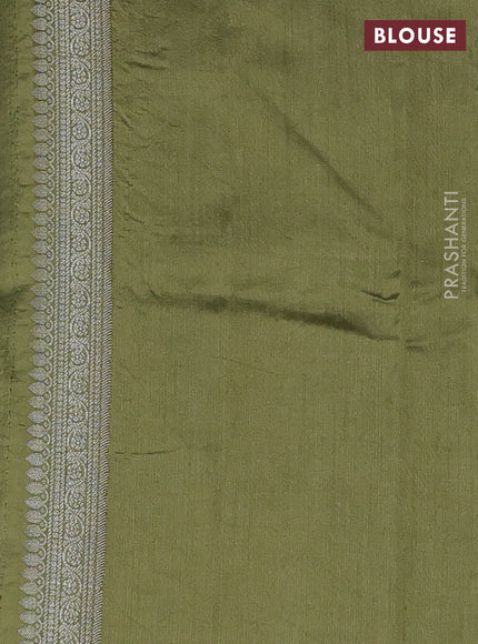Chiniya silk saree pastel green with allover zari woven buttas and zari woven border