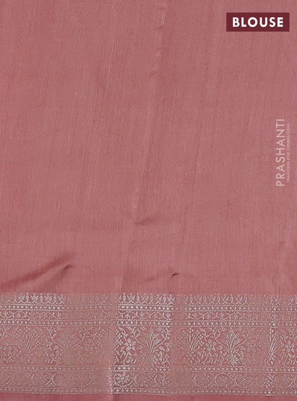 Chiniya silk saree pastel peach with allover zari woven buttas and zari woven border
