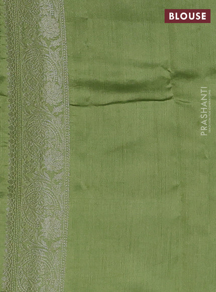 Chiniya silk saree pista green with allover zari woven buttas and zari woven border