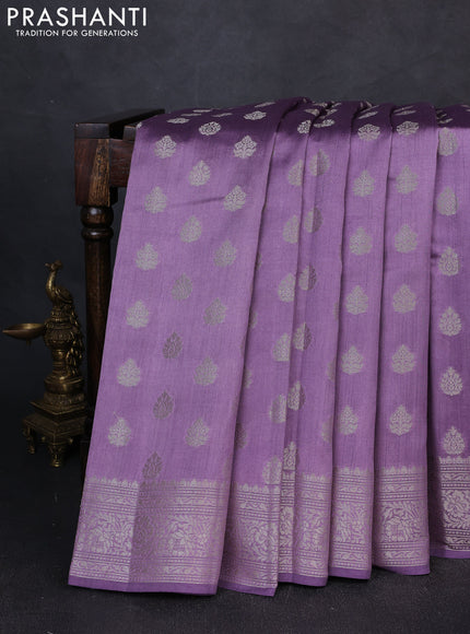 Chiniya silk saree lavender with allover zari woven buttas and zari woven border
