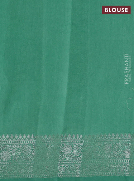 Chiniya silk saree teal shade with allover zari woven buttas and zari woven border