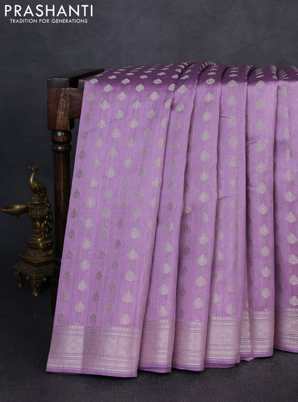 Chiniya silk saree lavender with allover zari woven buttas and zari woven border