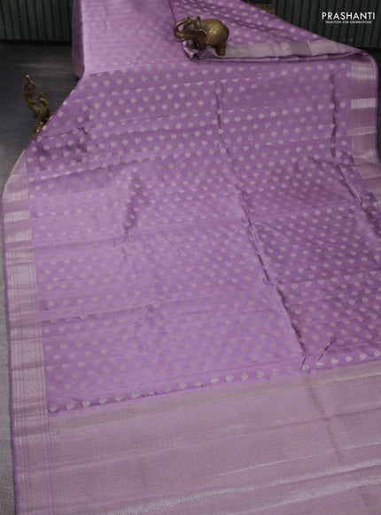 Chiniya silk saree lavender with allover zari woven buttas and zari woven border