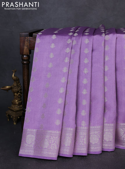Chiniya silk saree lavender with allover zari woven buttas and zari woven border