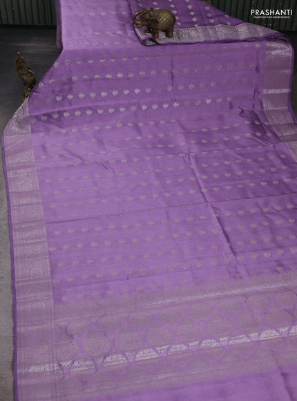 Chiniya silk saree lavender with allover zari woven buttas and zari woven border