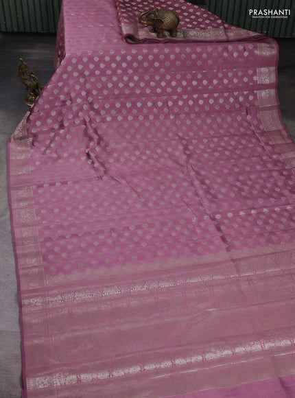 Chiniya silk saree mauve pink with allover zari woven buttas and zari woven border