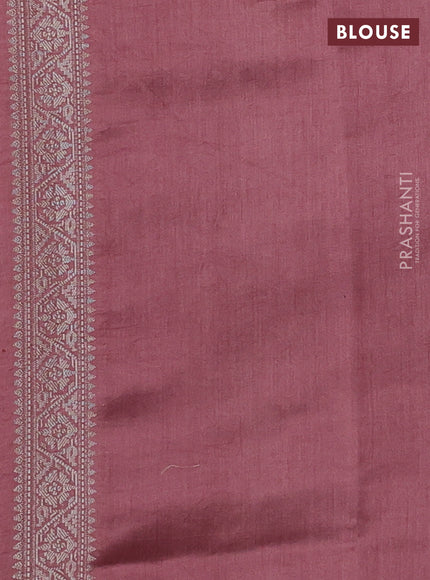 Chiniya silk saree dark peach with allover zari weaves and zari woven border
