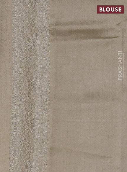 Chiniya silk saree beige with allover zari weaves and zari woven border