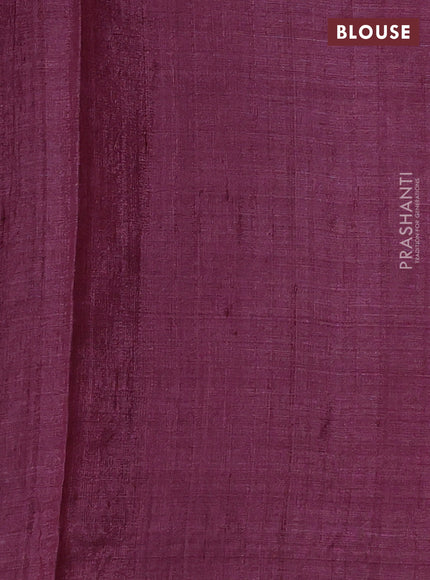 Pure tussar silk saree wine shade with embroidery buttas and scallop embroidery border