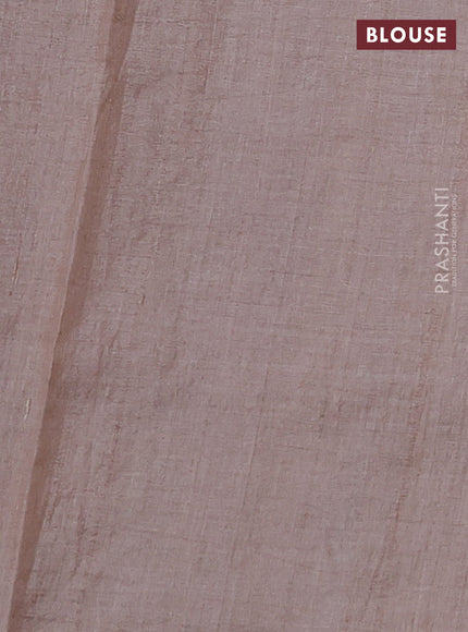 Pure tussar silk saree beige with embroidery buttas and embroidery border