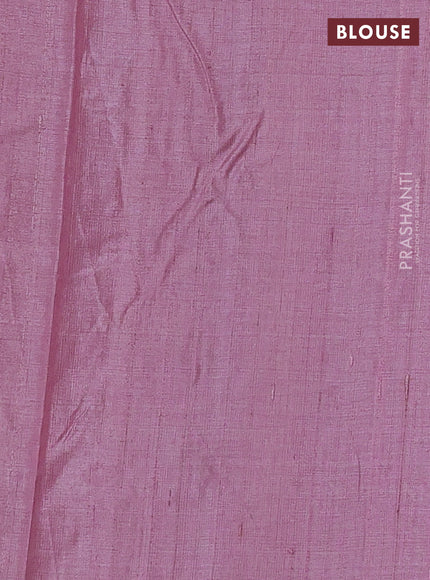 Pure tussar silk saree light pink with embroidery buttas and floral embroidery border