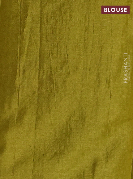 Pure tussar silk saree mustard yellow with allover zari woven buttas and floral embroidery border