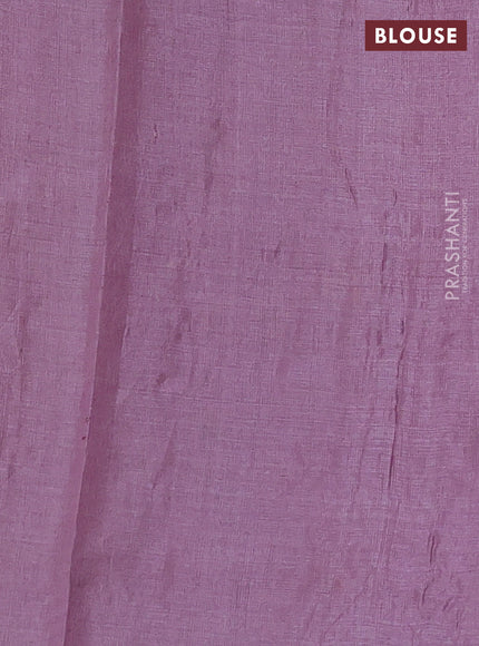 Pure tussar silk saree mild lavender with embroidery buttas and floral embroidery border
